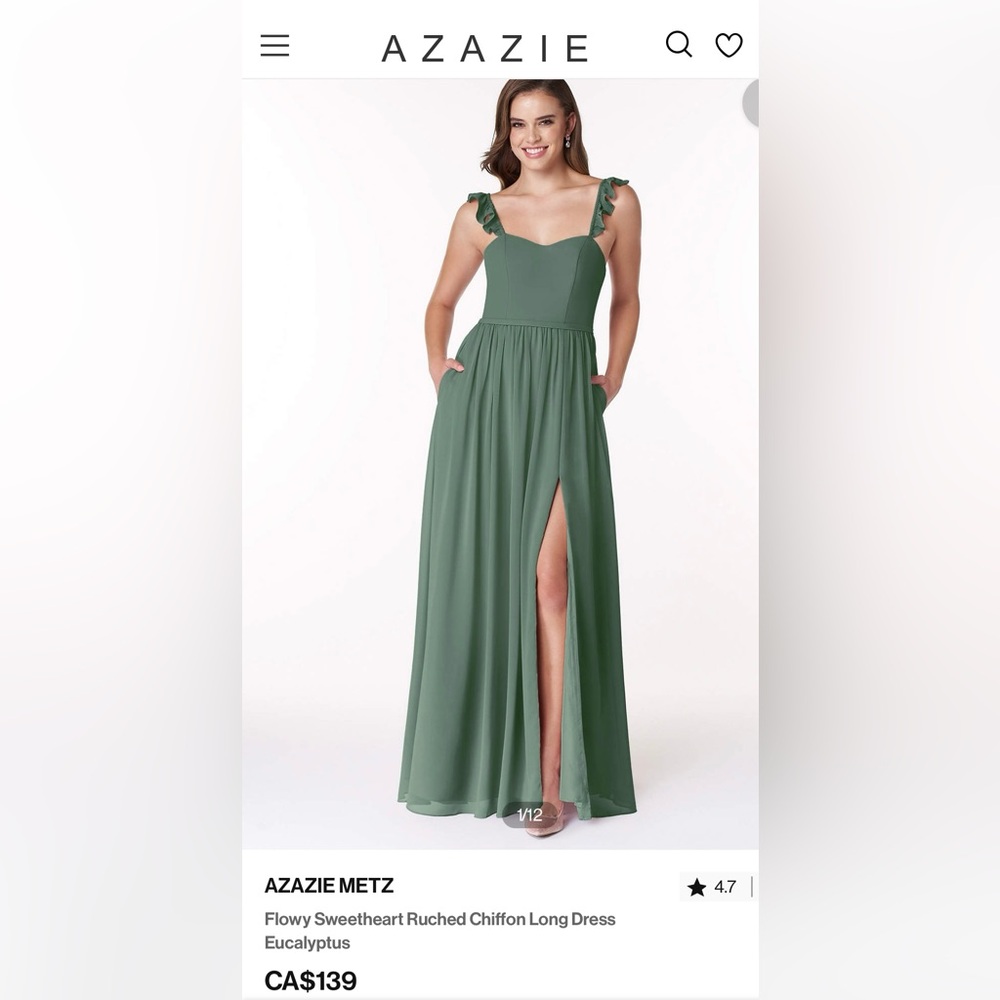 Azazie Metz dress in Eucalyptus